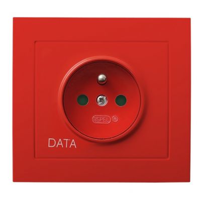 KIER Gniazdo pojedyncze z uziemieniem DATA z przesłonami torów prądowych kolor czerwony GP-1WZDP/22 OSPEL (GP-1WZDP/22)