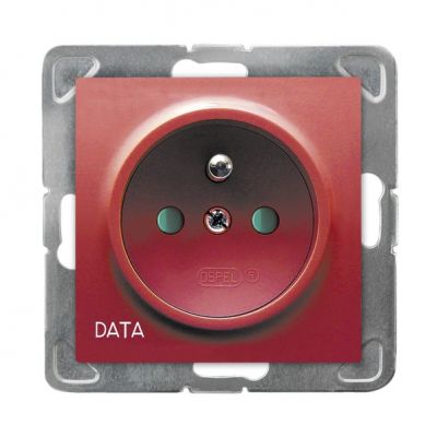 IMPRESJA Gniazdo pojedyncze z uziemieniem DATA z przesłonami torów prądowych kolor czerwony GP-1YZDP/m/00 OSPEL (GP-1YZDP/m/00)