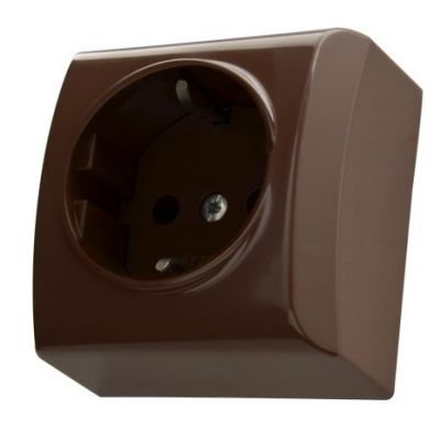 BIS Gniazdo pojedyncze z uziemieniem schuko kolor brązowy GN-1BS/24 OSPEL (GN-1BS/24)