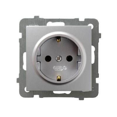 AS Gniazdo pojedyncze z uziemieniem schuko kolor srebro GP-1GS/m/18 OSPEL (GP-1GS/m/18)