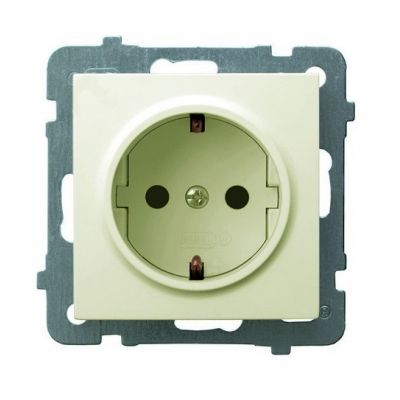 AS Gniazdo pojedyncze z uziemieniem schuko kolor ecru GP-1GS/m/27 OSPEL (GP-1GS/m/27)
