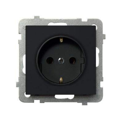 SONATA Gniazdo pojedyncze z uziemieniem schuko kolor czarny metalik GP-1RS/m/33 OSPEL (GP-1RS/m/33)