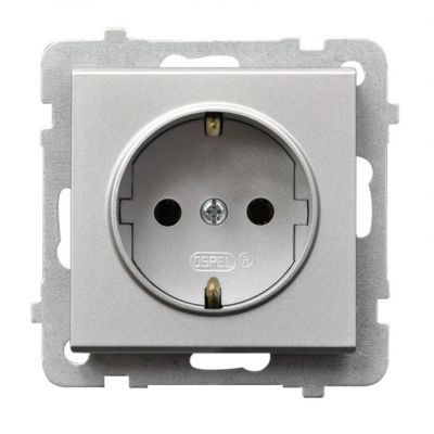 SONATA Gniazdo pojedyncze z uziemieniem schuko kolor srebro mat GP-1RS/m/38 OSPEL (GP-1RS/m/38)
