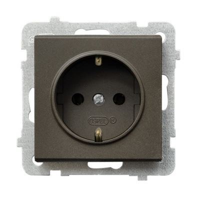 SONATA Gniazdo pojedyncze z uziemieniem schuko kolor czekoladowy metalik GP-1RS/m/40 OSPEL (GP-1RS/m/40)