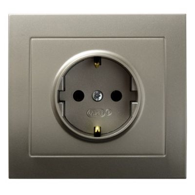 KIER Gniazdo pojedyncze z uziemieniem schuko kolor satyna light GP-1WS/45 OSPEL (GP-1WS/45)