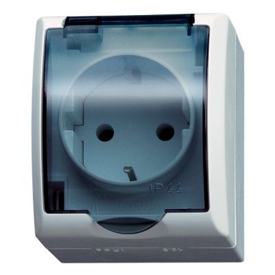 FALA Gniazdo pojedyncze z uziemieniem schuko klapka przezroczysta kolor biały GNH-1HS/00/d OSPEL (GNH-1HS/00/d)