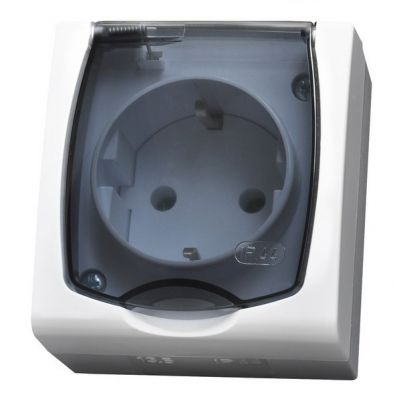MADERA Gniazdo pojedyncze z uziemieniem schuko klapka przezroczysta kolor biały GNH-1NS/00/d OSPEL (GNH-1NS/00/d)