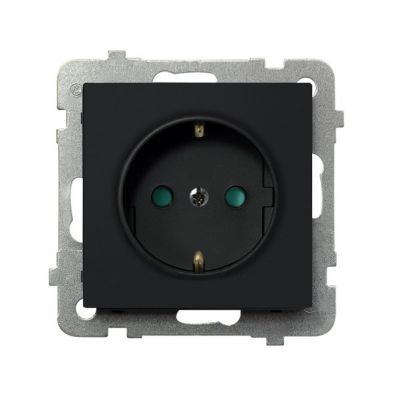 SONATA Gniazdo pojedyncze z uziemieniem schuko z przesłonami torów prądowych kolor czarny metalik GP-1RSP/m/33 OSPEL (GP-1RSP/m/33)