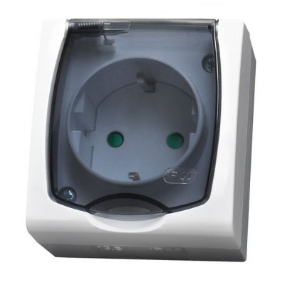 MADERA Gniazdo pojedyncze z uziemieniem schuko z przesłonami torów prądowych klapka przezroczysta kolor biały GNH-1NSP/00/d OSPEL (GNH-1NSP/00/d)