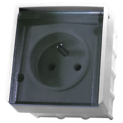 LAMBDA Gniazdo pojedyncze z uziemieniem klapka przezroczysta kolor biały GNH-1LZ/00/d OSPEL (GNH-1LZ/00/d)