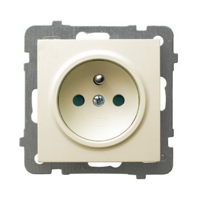 AS Gniazdo pojedyncze z uziemieniem z przesłonami torów prądowych kolor ecru GP-1GZP/m/27 OSPEL (GP-1GZP/m/27)