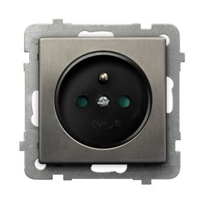 SONATA STAL INOX Gniazdo pojedyncze z uziemieniem z przesłonami torów prądowych kolor stal inox GP-1RMZP/m/37 OSPEL (GP-1RMZP/m/37)