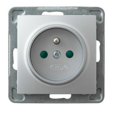IMPRESJA Gniazdo pojedyncze z uziemieniem z przesłonami torów prądowych kolor srebro GP-1YZP/m/18 OSPEL (GP-1YZP/m/18)