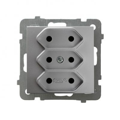 AS Gniazdo potrójne EURO kolor srebro GP-3G/m/18 OSPEL (GP-3G/m/18)