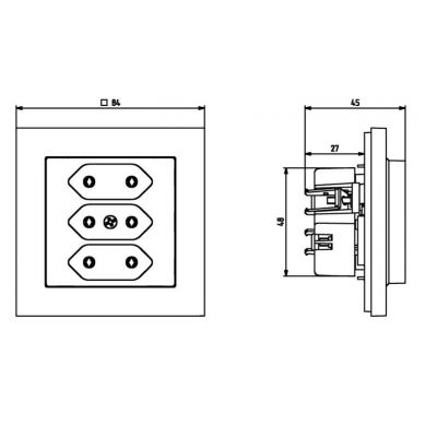 SONATA Gniazdo potrójne EURO kolor ecru GP-3R/m/27 OSPEL (GP-3R/m/27)