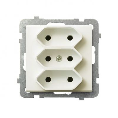 SONATA Gniazdo potrójne EURO kolor ecru GP-3R/m/27 OSPEL (GP-3R/m/27)