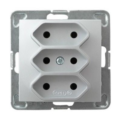IMPRESJA Gniazdo potrójne EURO kolor srebro GP-3Y/m/18 OSPEL (GP-3Y/m/18)