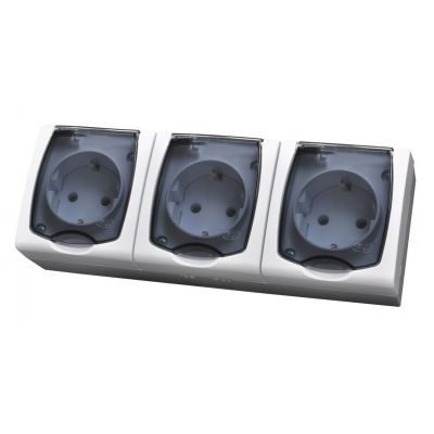 MADERA Gniazdo potrójne z uziemieniem schuko klapka przezroczysta kolor biały GNH-3NS/00/d OSPEL (GNH-3NS/00/d)