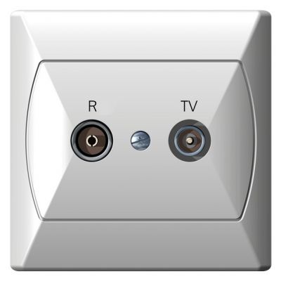 AKCENT Gniazdo antenowe RTV przelotowe 10-dB kolor biały GPA-10AP/00 OSPEL (GPA-10AP/00)