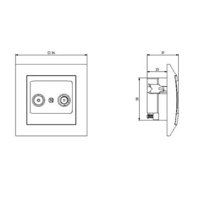 IMPRESJA Gniazdo antenowe RTV przelotowe 10-dB kolor tytan GPA-10YP/m/23 OSPEL (GPA-10YP/m/23)