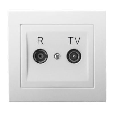 KIER Gniazdo antenowe RTV przelotowe 16-dB kolor biały GPA-16WP/00 OSPEL (GPA-16WP/00)