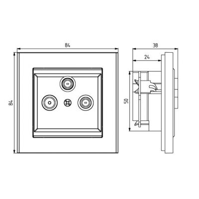SONATA Gniazdo antenowe RTV-SAT z dwoma wyjściami SAT kolor ecru GPA-R2S/m/27 OSPEL (GPA-R2S/m/27)