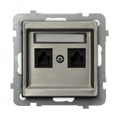 SONATA STAL INOX Gniazdo telefoniczne podwójne niezależne kolor stal inox GPT-2RMN/m/37 OSPEL (GPT-2RMN/m/37)