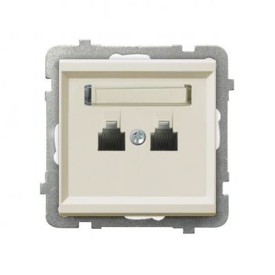 SONATA Gniazdo telefoniczne podwójne równoległe kolor ecru GPT-2RR/m/27 OSPEL (GPT-2RR/m/27)