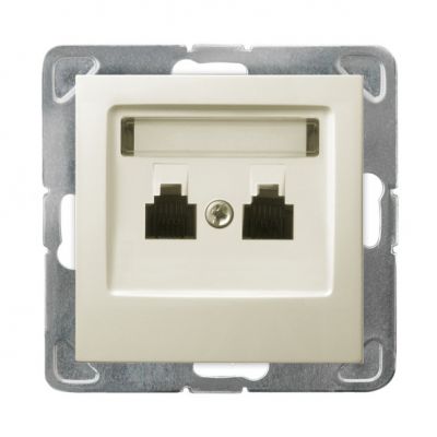 IMPRESJA Gniazdo telefoniczne podwójne równoległe kolor ecru GPT-2YR/m/27 OSPEL (GPT-2YR/m/27)