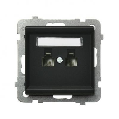 SONATA Gniazdo telefoniczne podwójne równoległe kolor czarny metalik GPT-2RR/m/33 OSPEL (GPT-2RR/m/33)