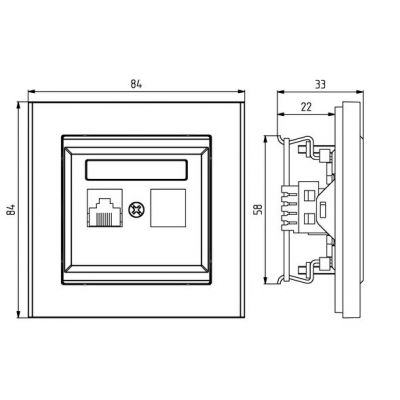 SONATA Gniazdo telefoniczne pojedyncze kolor ecru GPT-1R/m/27 OSPEL (GPT-1R/m/27)