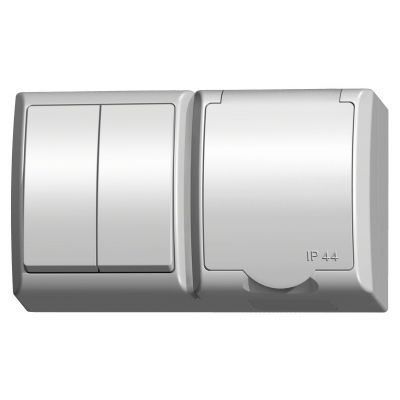 FALA Łącznik podwójny świecznikowy + gniazdo pojedyncze klapka w kolorze wyrobu kolor biały ZH-Ł2G/00/w OSPEL (ZH-Ł2G/00/w)