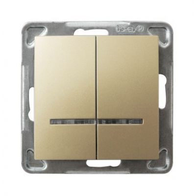 IMPRESJA Łącznik podwójny świecznikowy z podświetleniem niebieskim kolor złoty metalik ŁP-2YS/m/28 OSPEL (ŁP-2YS/m/28)