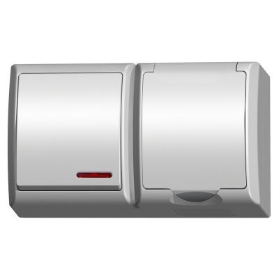 FALA Łącznik pojedynczy jednobiegunowy z podświetleniem + gniazdo pojedyncze klapka w kolorze wyrobu kolor biały ZH-Ł1SG/00/w OSPEL (ZH-Ł1SG/00/w)