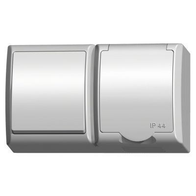 FALA Łącznik pojedynczy jednobiegunowy + gniazdo pojedyncze schuko klapka w kolorze wyrobu kolor biały ZH-Ł1GS/00/w OSPEL (ZH-Ł1GS/00/w)