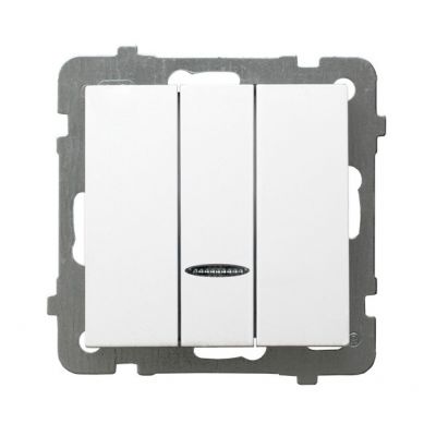 AS Łącznik potrójny z podświetleniem pomarańczowym kolor biały ŁP-13GS/m/00 OSPEL (ŁP-13GS/m/00)