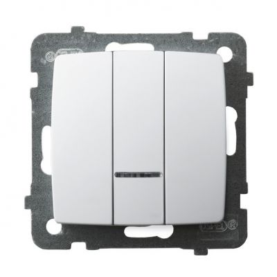 KARO Łącznik potrójny z podświetleniem pomarańczowym kolor biały ŁP-13SS/m/00 OSPEL (ŁP-13SS/m/00)