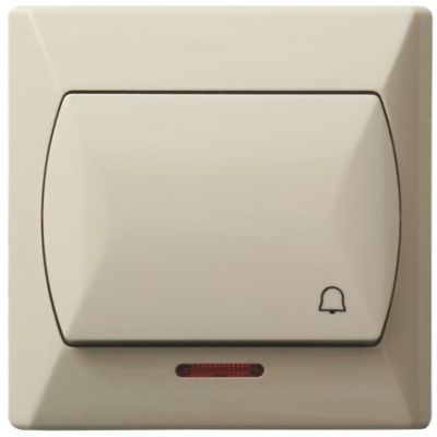 AKCENT Przycisk zwierny /dzwonek/ z podświetleniem pomarańczowym kolor beżowy ŁP-6AS/01 OSPEL (ŁP-6AS/01)