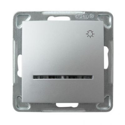 IMPRESJA Przycisk zwierny /światło/ z podświetleniem niebieskim kolor srebro ŁP-5YS/m/18 OSPEL (ŁP-5YS/m/18)