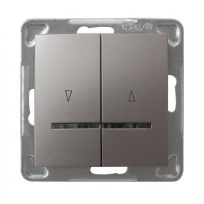 IMPRESJA Przycisk żaluzjowy zwierny z podświetleniem niebieskim kolor tytan ŁP-7YS/m/23 OSPEL (ŁP-7YS/m/23)