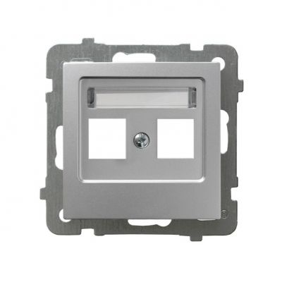AS Pokrywa gniazda podwójnego teleinformatycznego prosta kolor srebro GPK-2G/p/18 OSPEL (GPK-2G/p/18)