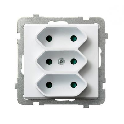 SONATA Gniazdo potrójne EURO z przesłonami torów prądowych kolor biały GP-3RP/m/00 OSPEL (GP-3RP/m/00)