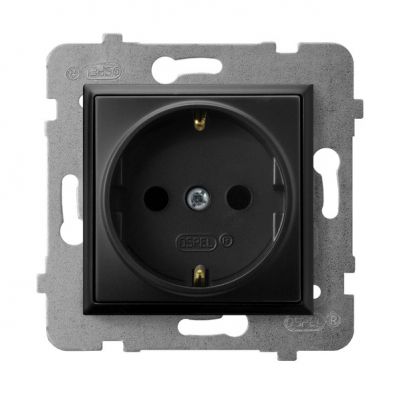ARIA Gniazdo pojedyncze z uziemieniem schuko kolor czarny metalik GP-1US/m/33 OSPEL (GP-1US/m/33)
