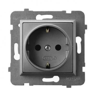 ARIA Gniazdo pojedyncze z uziemieniem schuko kolor szary mat GP-1US/m/70 OSPEL (GP-1US/m/70)