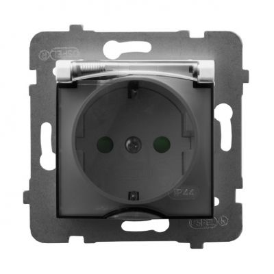 ARIA Gniazdo bryzgoszczelne z uziemieniem schuko IP44 klapka przezroczysta z przesłonami torów prądowych kolor biały GPH-1USP/m/00/d OSPEL (GPH-1USP/m/00/d)