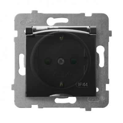 ARIA Gniazdo bryzgoszczelne z uziemieniem schuko IP44 z przesłonami torów prądowych klapka przezroczysta kolor czarny metalik GPH-1USP/m/33/d OSPEL (GPH-1USP/m/33/d)
