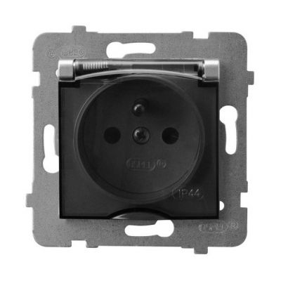 ARIA Gniazdo bryzgoszczelne z uziemieniem IP44 klapka przezroczysta kolor srebro GPH-1UZ/m/18/d OSPEL (GPH-1UZ/m/18/d)