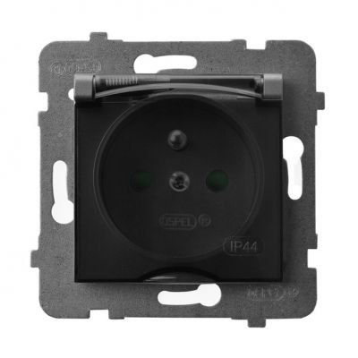 ARIA Gniazdo bryzgoszczelne z uziemieniem IP44 z przesłonami torów prądowych klapka przezroczysta kolor szary mat GPH-1UZP/m/70/d OSPEL (GPH-1UZP/m/70/d)