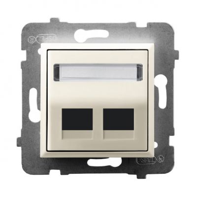 ARIA Pokrywa gniazda podwójnego teleinformatycznego skośna kolor ecru GPK-2US/p/27 OSPEL (GPK-2US/p/27)