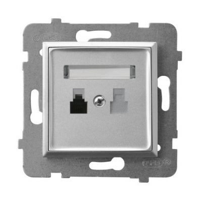 ARIA Gniazdo telefoniczne pojedyncze kolor srebro GPT-1U/m/18 OSPEL (GPT-1U/m/18)